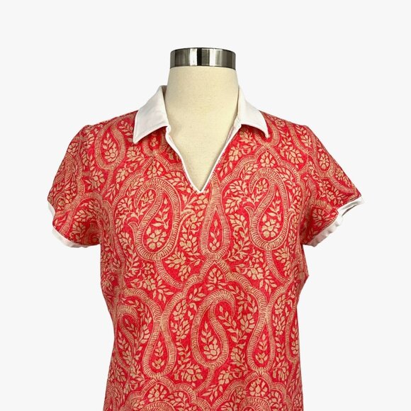 Bogner Size M Paisley Polo Shirt Pink Short Sleeve Collared Golf Leisure - Picture 2 of 12